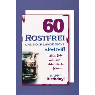 60 Geburtstag Karte Grußkarte Rostfrei Oldtimer 16x11cm