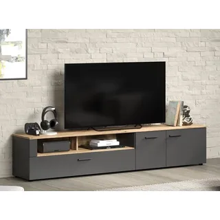 trendteam Esteban Lowboard 160 cm Anthrazit/Eiche Holz