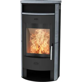 Fireplace Kaminofen Heathus MAIA Speckstein, 6,0 kW, Tee- und Holzfach schwarz
