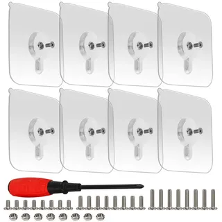 Haftanker Klebeanker Set (8 Stück) – Spurlos Montieren + 3 Größen – Für Bilderleisten, Küchenregal, Badezimmer Haken an Fliesen/Glas