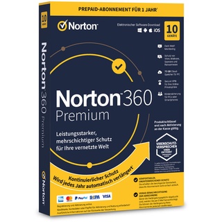 Norton 360 Premium 10 Geräte 1 Jahr inkl.75GB PC, iOS, MAC, Android ABO ESD