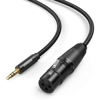UGREEN XLR auf 3.5mm Kabel 3.5mm Stecker auf XLR Buchse Mikrofonkabel kompatibel mit Handy, Laptop, Mikrofon, Lautsprecher usw. (2m)