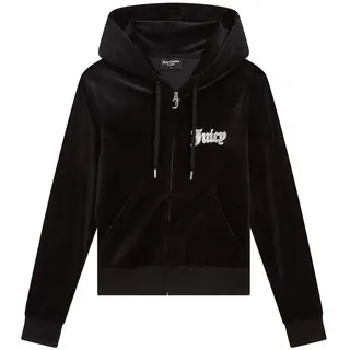 Juicy Couture Kapuzennickijacke JUICY COUTURE "ROBERTSON CAVIAR HOODIE _ Damen", Damen, Gr. L, schwarz, Samt, 95% Polyester, 5% Elasthan, slim fit taillenlang, Jacken, Trainingsjacke Damen, Sweatjacke mit Kapuze, Velour, mit Glitzer, Sale