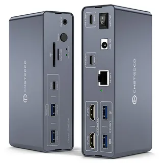 DGYBDFC USB C KVM Switch Docking Station 2 Laptop 2 Monitore 4K60Hz HDMI USB-C DockingStation SST/MST EDID USBC Dock mit Dual HDMI/Ethernet/10Gbps USBC/USBA 3.2/USBA 3.0/SD/microSD Kartensteckplätze