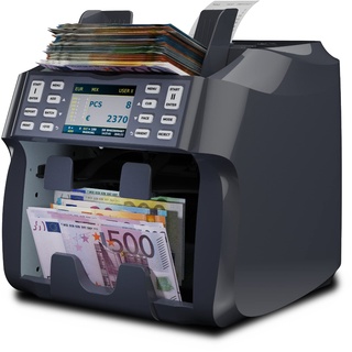 Detectalia V800 Banknotenzähler und Sortiergerät EUR, GBP, USD, CHF, MAD, Integrierter Thermodrucker, Entlader, Orient, erkennt Seriennummern - geldzählmaschine scheine mit geldscheinprüfer