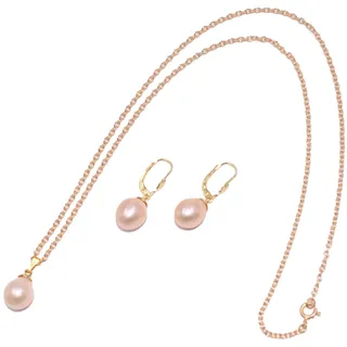 FIRETTI Schmuckset FIRETTI "Multipack Schmuck Geschenk Silber 925 Halskette Ohrstecker Perlschmuck", bunt (gelbgoldfarben, rosé), Schmuck_Sets, Damen, Perlen, Silber 925 (Sterlingsilber), Schmuckset, Made in Germany - mit Naturperlen