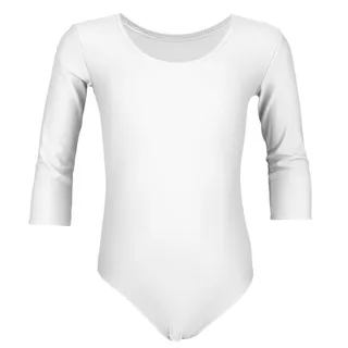 Aquarti Mädchen Body 3/4 Arm Ballett Trikot, Farbe: weiß, Größe: 152 - 152
