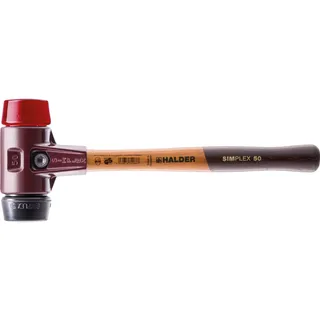 Halder Schonhammer SIMPLEX L.330mm Kopf-Ø 40mm mittelh./hart HO Gum.schw./Plastik rot