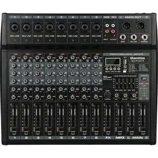 Thornton Axispower 8 – 8-Kanal-Powermixer mit integriertem Verstärker, Bluetooth-Streaming und USB/SD-MP3-Wiedergabe