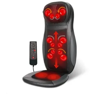 Shiatsu-Massagekissen, Massagesesselauflage, Massagesitz, Massagegerät, Komfort-Massagesitzauflage mit Heizfunktion, Rücken-Shiatsu-Massageauflage mit Heizfunktion und Fernbedienung. (Schwarz)