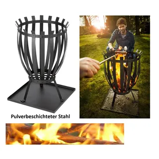 LANDMANN Feuerkorb  Feuerschale  aus Stahl  mit Bodenplatte  wetterfest Stabil