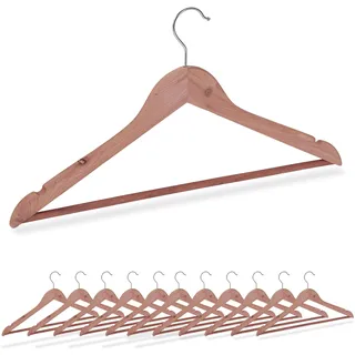 Relaxdays Kleiderbügel Zedernholz, 12er Set, Mottenschutz für Kleiderschrank, Hosensteg & Einkerbungen, Holzbügel, natur