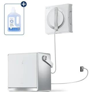 ECOVACS WINBOT W2 PRO Omni Fensterputzroboter mit 6-in-1 Multifunktionsstation mit 1L Original Fensterreinigungsflüssigkeit - Weiß