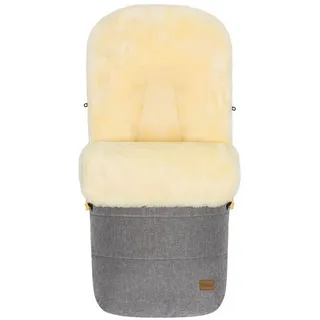Fillikid Fußsack Winterfußsack Bernina Lammfell Exklusiv, warmer Winterfußsack mit echtem Merino-Lammfell wasserabweisend und grau