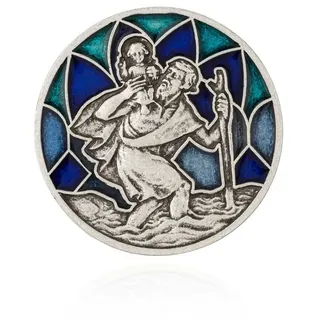 NKlaus Aufkleber 3cm Schutzpatron Christophorus Emailliert Blau Aut, Magnetisch oder Selbstklebend