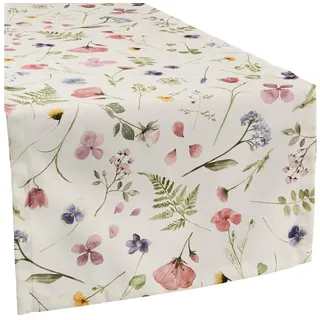 sander table + home Tischdecke Tischläufer "Marianne", Baumwolle Blumen bunt 40 cm x 100 cm