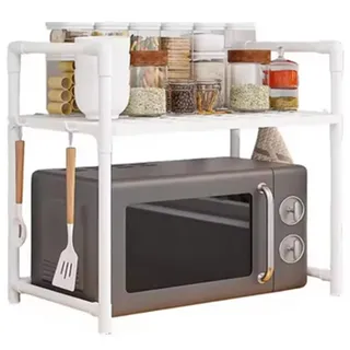 Hipzeepo Küchenregal, Mehrschichtiges Mikrowellenregal, Verstellbar, Stehend, für Arbeitsplatte, Gewürzregal, Ofenregal, Küchenzubehör B