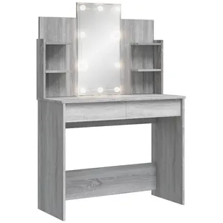 vidaXL Schminktisch mit LED-Leuchten Grau Sonoma 96x40x142 cm