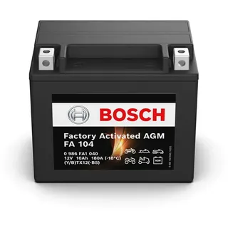 Bosch FA104 - AGM-Motorradbatterie - 12V 180A 10Ah - Geeignet für Motorräder, Motorräder, Enduros, Roller, Quads, Jetskis - Kompatibel M6014, BTX12-BS, BTX12