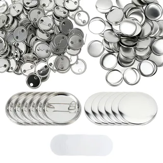 Tissting 100 Stück Buttons Rohlinge 32mm, Runde Button Anstecker Buttons Selber Machen Silber Eisen Buttonrohling Pin Leere Schaltfläche Abzeichen für Button Maker Maschine