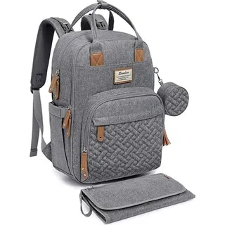 RUVALINO Baby Wickelrucksack Wickeltasche Rucksack mit tragbarer Wickelauflage, Schnullerhalter und Kinderwagengurten, Babytasche Multifunktional - Schwarz