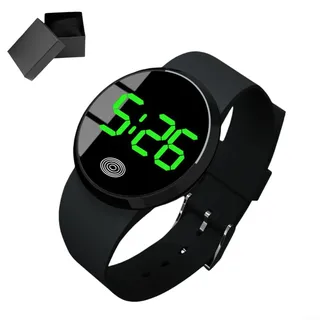 HpLive Armbanduhr Damen Herren, Digitale Kinderuhr Mit Großanzeige, Kreative Elektronische Armaturenbrettuhr Aus ABS-Kunststoff, Wählbare Gehäuse(Black green)