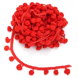 buttinette Pompon-Borte Polyester Rot 20 mm 5 m