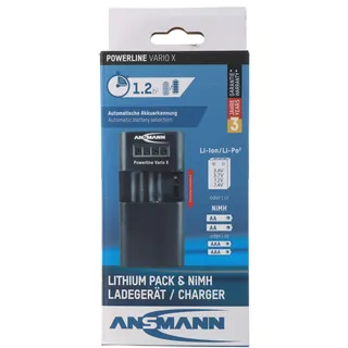 Ansmann Universalladegerät Ansmann Powerline Vario mit verschiebbaren Ladekontakten für Akkupack, Kamera, Camcorder, Telefon, AA, AAA