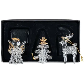 levandeo 3er Set Deko-Anhänger Engel Rentier Baum Glas Baumschmuck Deko Christbaumschmuck Weihnachtsdeko Baumhänger