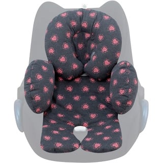 JYOKO Kids Sitzverkleinerer Antiallergikum Universal Baby 100% Baumwolle (Fluor Heart, Enthält eine Kopf- und eine Körperstütze, 2 Teile)