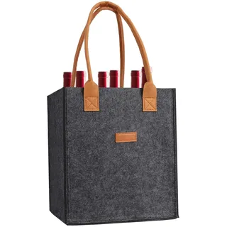 Generisch Flaschenträger 6 Fächer Flaschentasche, Filz Flaschen Tasche Wiederverwendbar Männerhandtasche für Bierflaschen Weinflasche Getränketasche, Reise-Weinflaschenetui Filz Bottle Bag - Siehe Beschreibung