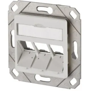 Metz Connect Netzwerkdose Unterputz Einsatz mit Zentralplatte 3 Port Reinweiß (RAL 9010)