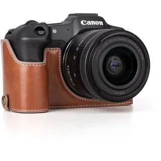 Rieibi Schutzhülle für EOS R8 Digitalkamera, hochwertiges PU-Leder, für Canon EOSR8 EOS R8 Tasche, Braun