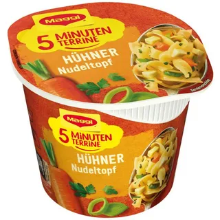 MAGGI Fertiggericht 5 Minuten Terrine, Hühner Nudeltopf, je 41g, 8 Stück