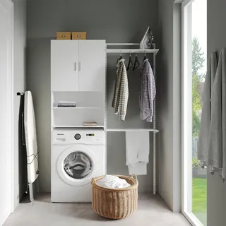 Vicco Martha Waschmaschinenschrank 64 x 190 cm Weiß Spanplatte