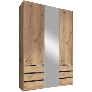 Level 150 x 216 x 58 cm Plankeneiche Nachbildung mit Spiegeltüren und Schubladen