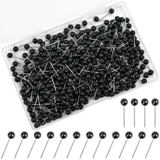 JAXICREY 400 Stück Pinnadeln Schwarz, Pinnnadeln Pinnwandnadeln Pinnwand Nadeln Pin Nadel Nadeln Pinwand Pins Pinnnadeln Pinnwand Schön Stecknadeln mit Kopf Pinnwand Pinnadel für Karte Foto Wand