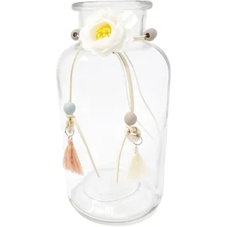 Goldbach Glasvase Flaschenform H 20cm Ø 10cm Transparent Weiße Blumenschleife