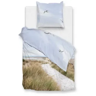 ZO HOME Bettwäsche Maritim, Renforcé, 3 teilig, Strand, Sand, Möwen, Meer blau