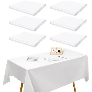 6 Stück weiße Tischdecken, Einwegtischdecken, Biertisch tischdecke, Papiertischdeckenrollen, 137 * 274 cm, rechteckige Banketttischdecken für Partys, Hochzeiten, Weihnachten