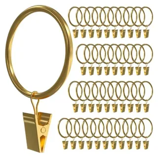 KikoSpark Vorhangringclips 40 Stück, 1,5 Durchmesser Vorhangclip-Haken Passend für Stangen Bis zu 1,2, Gardinenzubehör Gold