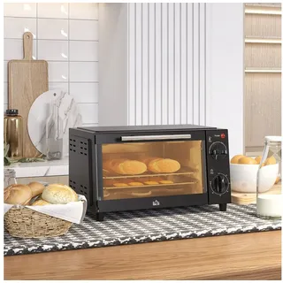 Homcom Minibackofen 9l 750 W schwarz inkl. Backblech + Grillrost