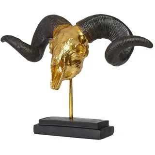 Hansmeier® Deko Skulptur Widder | Gold | Für Außen und Innen | 39 x 28 x 17 cm | Deko Statue Geweih (Widder - Gold)