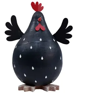 Viana Osterhase Deko Huhn Schwarz Holzdeko Henne Osterdeko Tischdeko 13cm schwarz