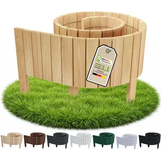 Floranica Rasenkante Beeteinfassung 30 x 200 cm Natur Beetumrandung Holz Gartenzaun Holzzaun Flexibler Rollborder