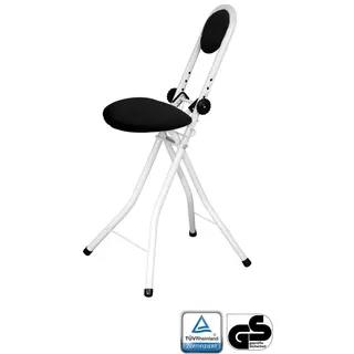 Friesenthal Stehhilfe, Bügelstehhilfe mit Sitzkissen und Rückenkissen, Stehstuhl, höhenverstellbar von 55-64 cm, 47 x 91,5 x 45 cm, weiß, GS