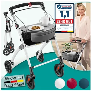 aktivshop Wohnungsrollator mit Feststellbremse, Aluminium-Rahmen & abnehmbares Tablett 1 St