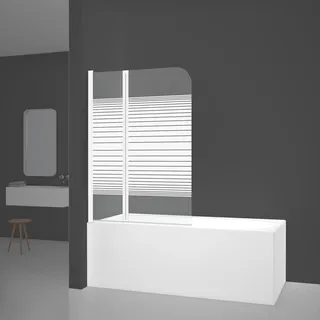 Aurlane Badewannenfaltwand Glas weiß 2-teilig 100 x 140 cm - weiss
