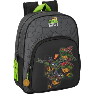 Teenage Mutant Ninja Turtles Safta TORTUGAS Ninja Schulrucksack für Kinder, ideal für Kinder verschiedener Altersgruppen, bequem und vielseitig, Qualität und Widerstandsfähigkeit, 27 x 10 x 33 cm, Grau/Schwarz, Grau/Schwarz,