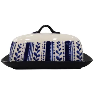 neuetischkultur Butterdose Keramik gemustert inklusive Deckel Landhaus neuetischkultur